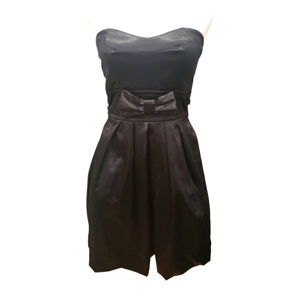 Ruby Rox black bow strapless dress satin silk